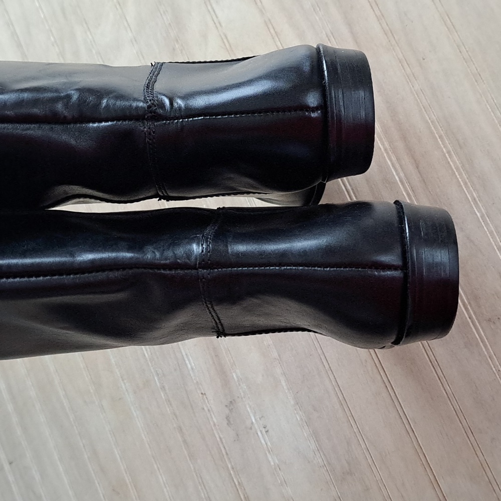 Calico Blue Ribbon Leather Tall Riding Boots Quality Durable Slip On Structured - Picture 6 of 15